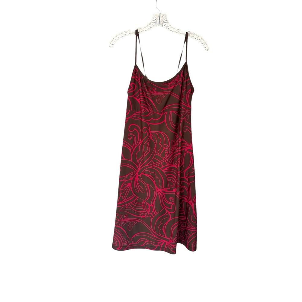 Athleta Brown Red Nylon Spaghetti Strap Vacation Travel Beach Swim Dress Medium
